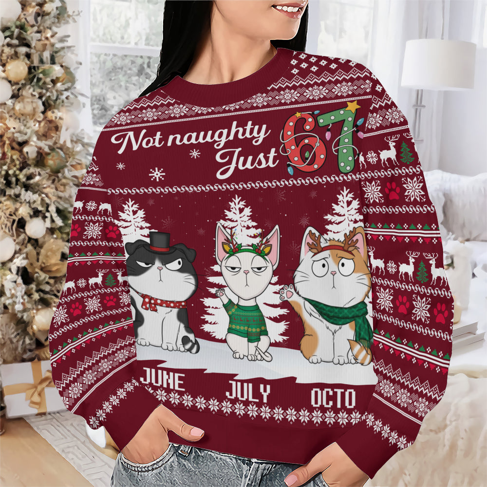 PSTS59 Not Naughty Just 67 Cat Lover - Personalized Custom Sweater