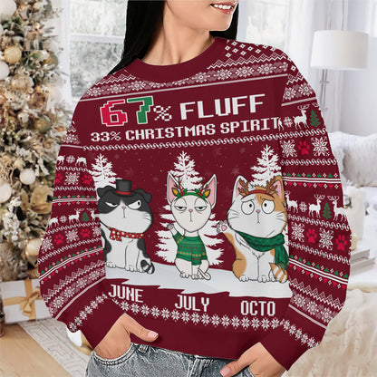 PSTS58 67% Fluff 33% Christmas Spirit Cat Lover - Personalized Custom Sweater