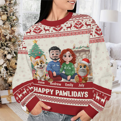 PSTS28 Fur Parents Happy Pawlidays Christmas - Personalized Custom Sweater