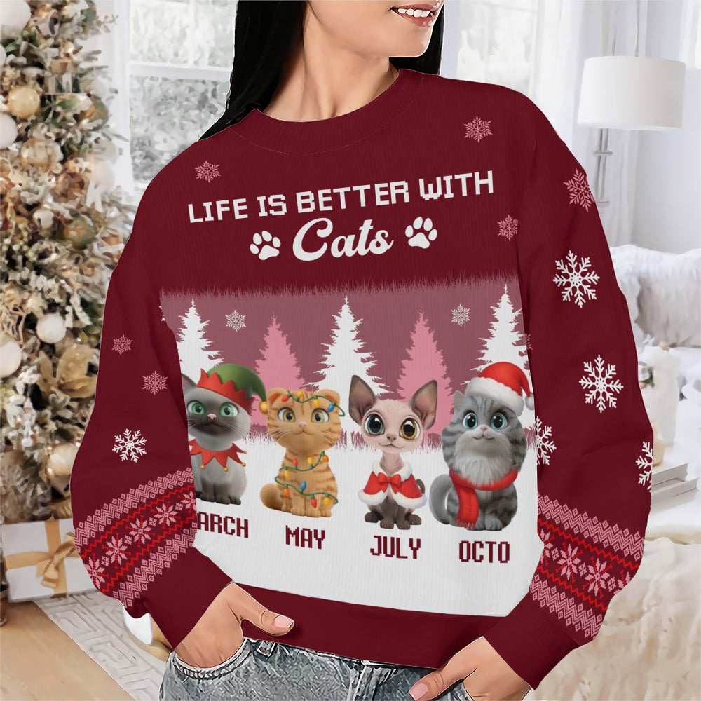PSTS47 Life Is Better With A Cat Xmas - Personalized Custom Sweater