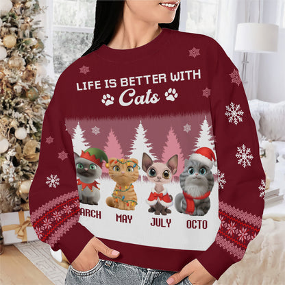 PSTS47 Life Is Better With A Cat Xmas - Personalized Custom Sweater