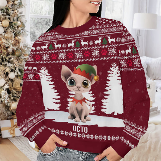 PSTS37 Cat Lover Christmas Pattern - Personalized Custom Sweater