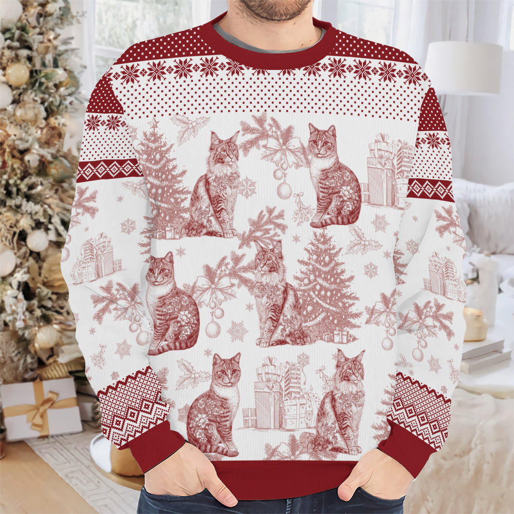 PSTS65 Toile De Jouy French Dog Cat Lover - Personalized Custom Sweater