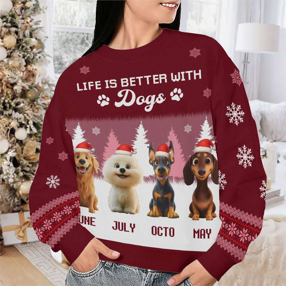 PSTS48 Life Is Better With A Dog Xmas - Personalized Custom Sweater