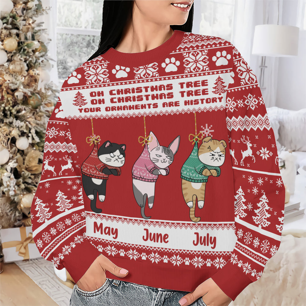 PSTS44 Oh Christmas Tree Your Ornaments Are History Grumpy Cat - Personalized Custom Sweater