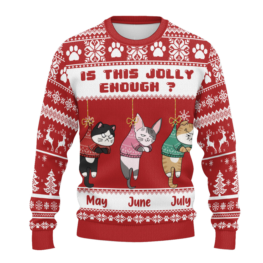 PSTS43 Is This Jolly Enough Grumpy Cat Xmas - Personalized Custom Sweater