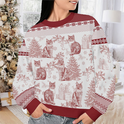 PSTS64 Toile De Jouy French Cat Lover - Personalized Custom Sweater