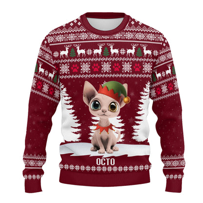 PSTS37 Cat Lover Christmas Pattern - Personalized Custom Sweater