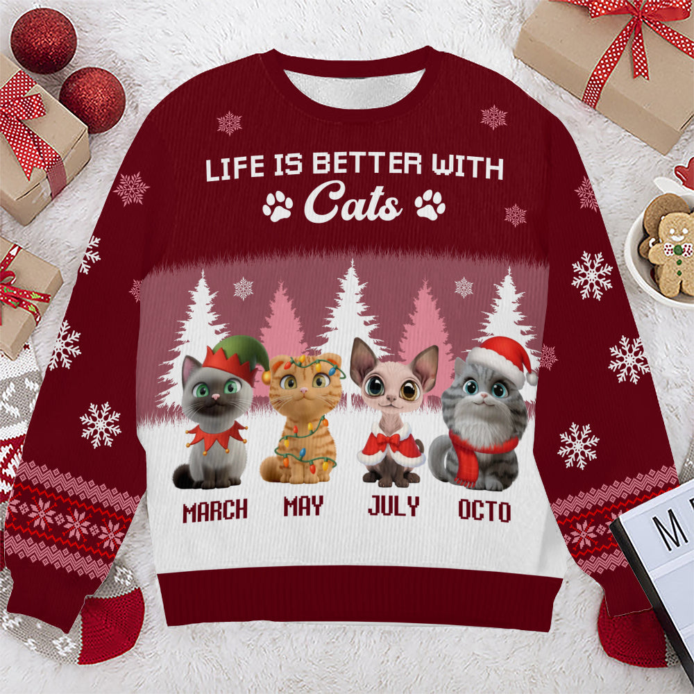PSTS47 Life Is Better With A Cat Xmas - Personalized Custom Sweater