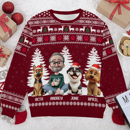 PSTS33 Dog Dad Christmas Pattern - Personalized Custom Sweater
