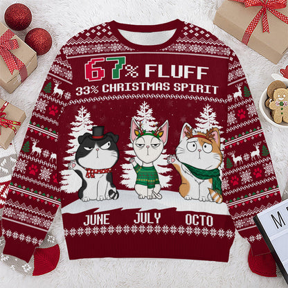 PSTS58 67% Fluff 33% Christmas Spirit Cat Lover - Personalized Custom Sweater