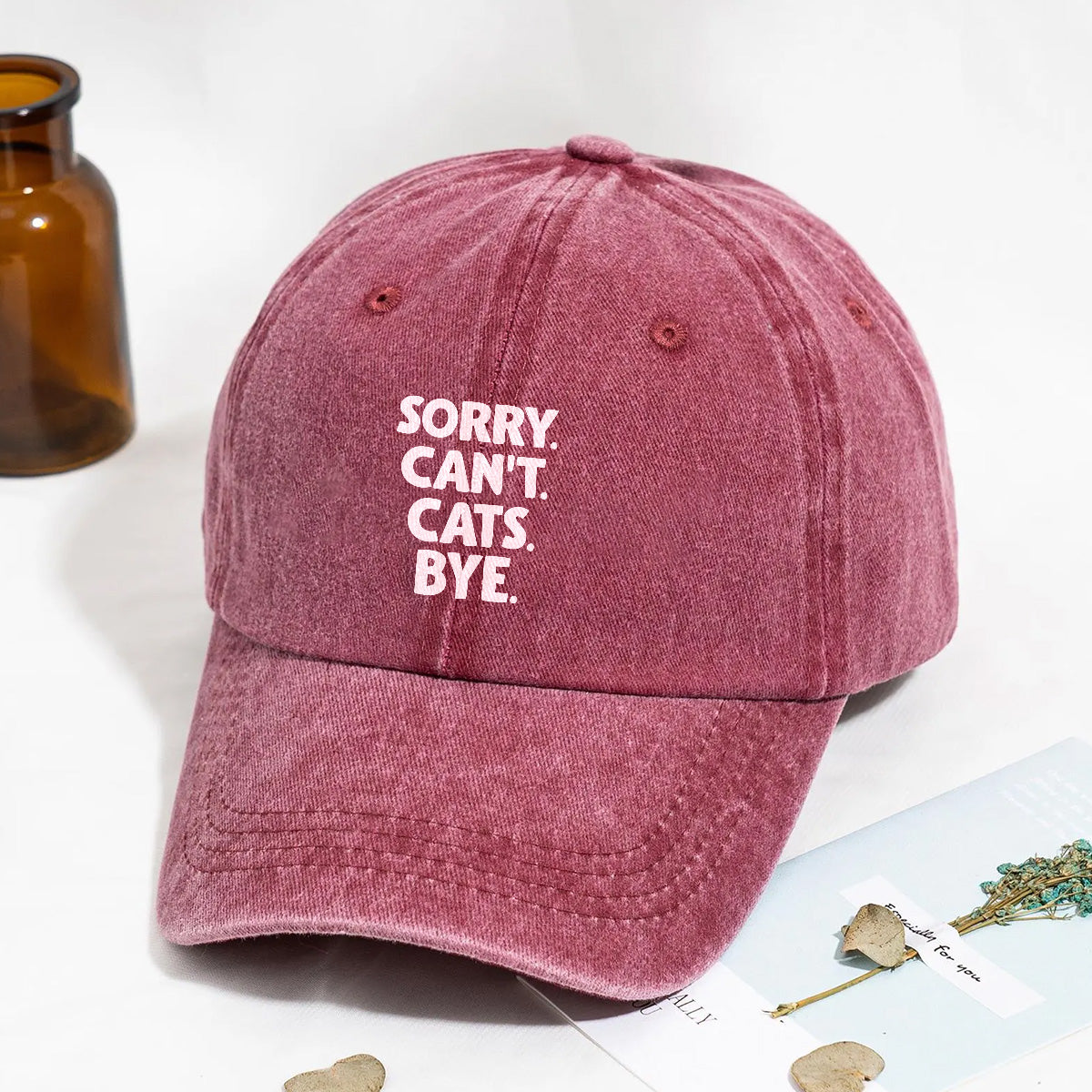PSC34 Sorry Can't Cats Bye - Wash Denim Cap