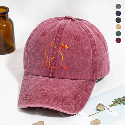 PSC31 Cat Autumn Cat Lover - Wash Denim Cap