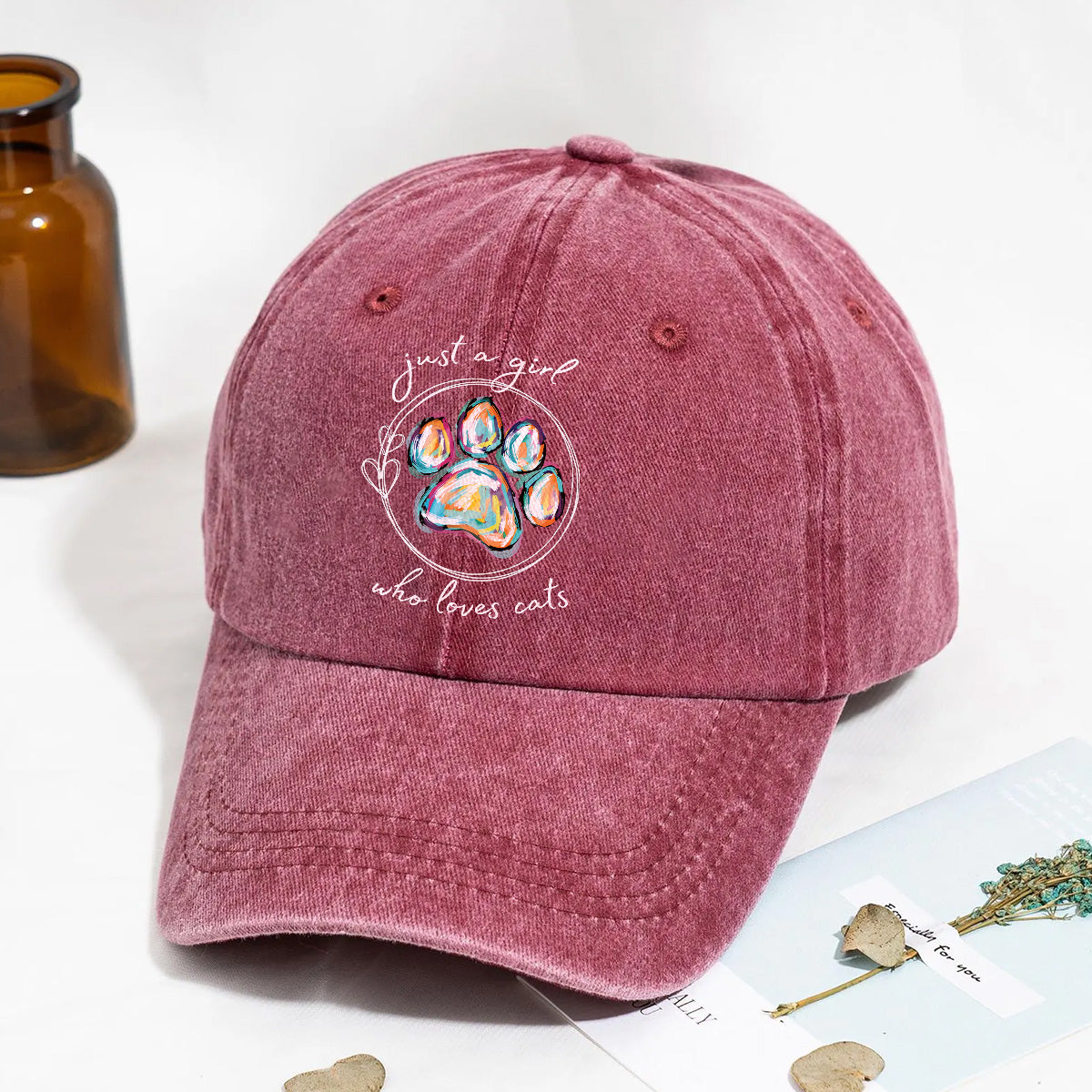 PSC35 Just A Girl Who Loves Cats - Wash Denim Cap