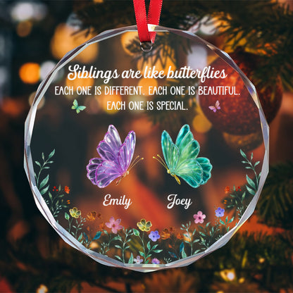PSTG04 Sisters Are Like Butterflies - Personalized Glass Ornament