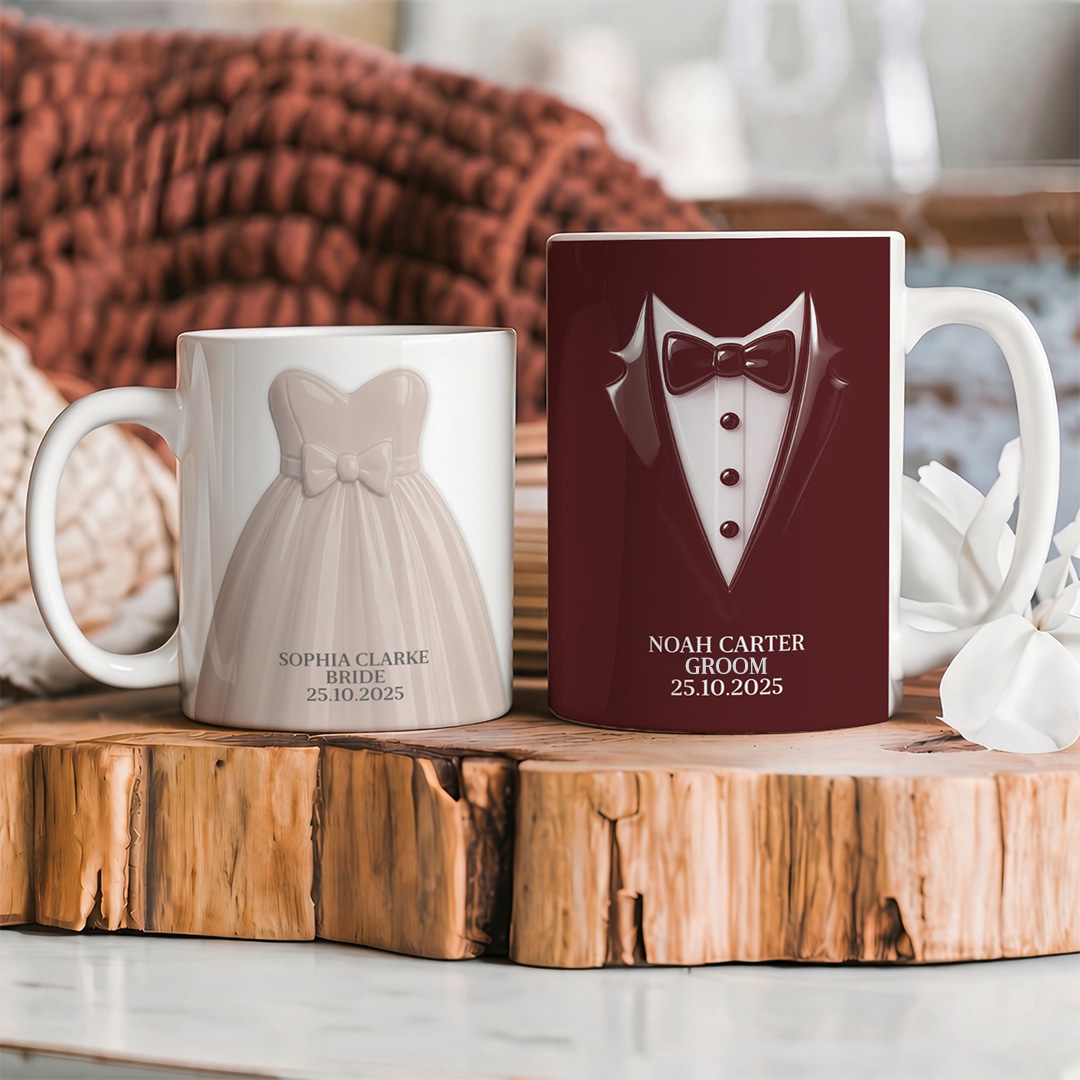 APST04 Bride And Groom Couple - 3D Inflated Effect Custom Personalized Mug
