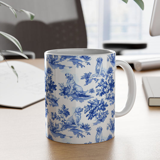 PST66 Toile De Jouy Style Golden Retriever Dog Lover - White Mug Accent Mug