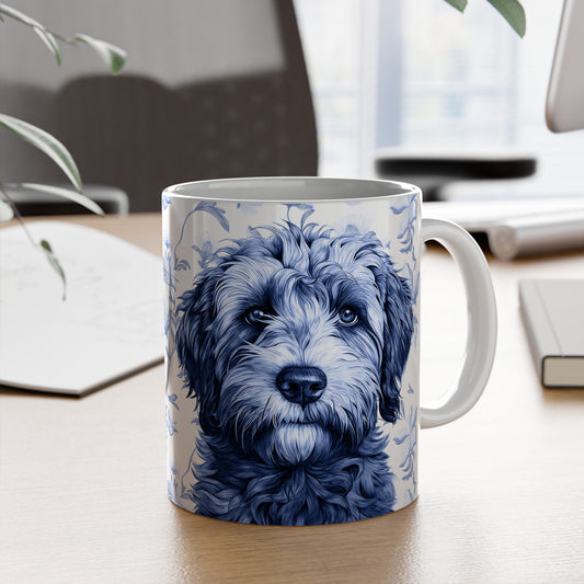 PST75 Toile De Jouy Style Doodle Dog Lover - White Mug Accent Mug
