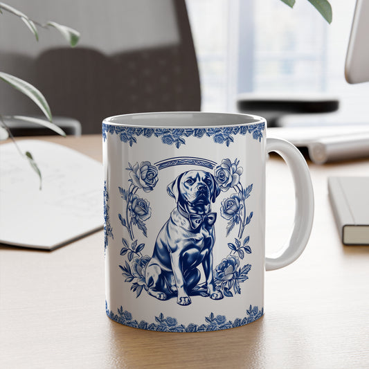 PST74 Toile De Jouy Style Rose Labrador Dog Lover - White Mug Accent Mug