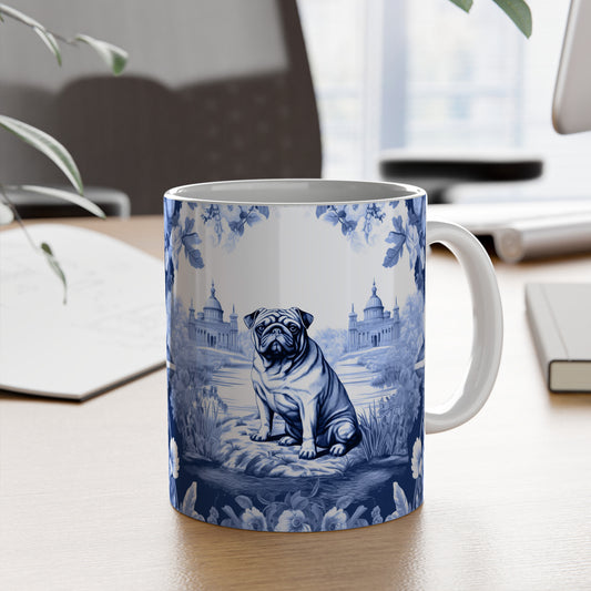 PST72 Toile De Jouy Style Pug Dog Lover - White Mug Accent Mug