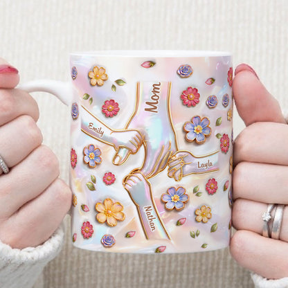 PST205 Hold My Hand 3D Inflated Effect Printed - Personalized White Mug Accent Mug