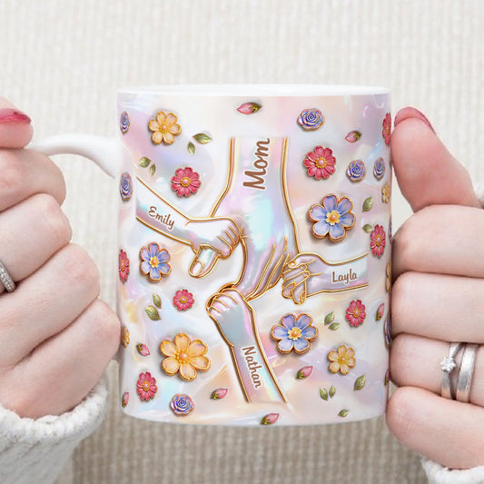 PST205 Hold My Hand 3D Inflated Effect Printed - Personalized White Mug Accent Mug