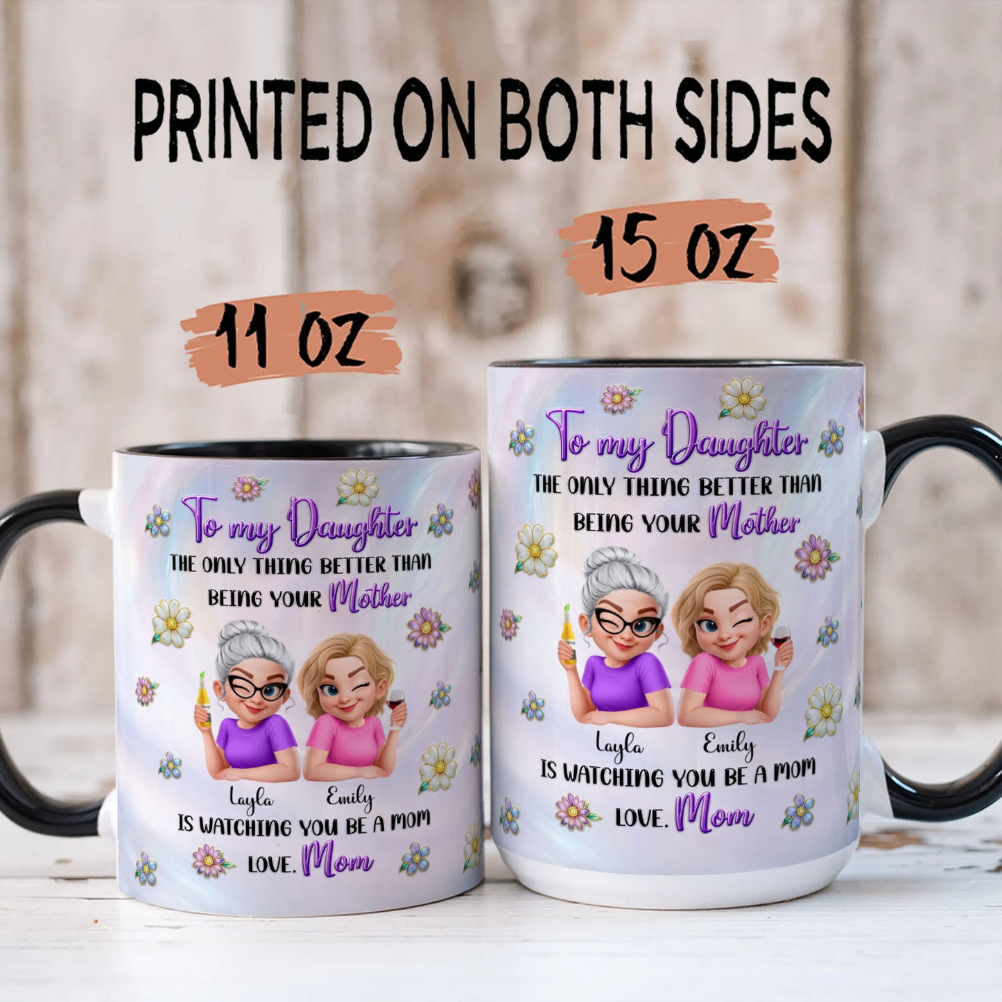PST208 Happy Mother's Day Mom & Daughter - Personalized White Mug Accent Mug