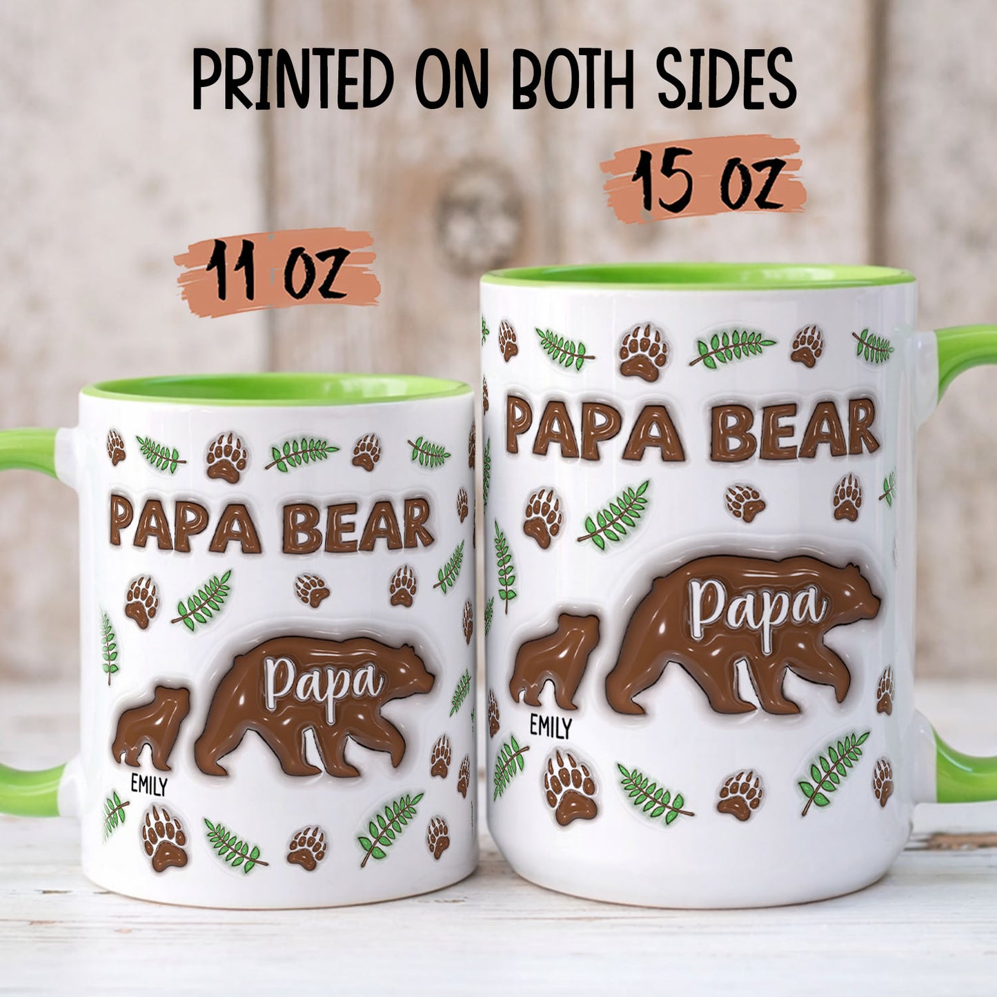 TPST02 Papa Bear 3D Inflated Effect - Personalized Mug