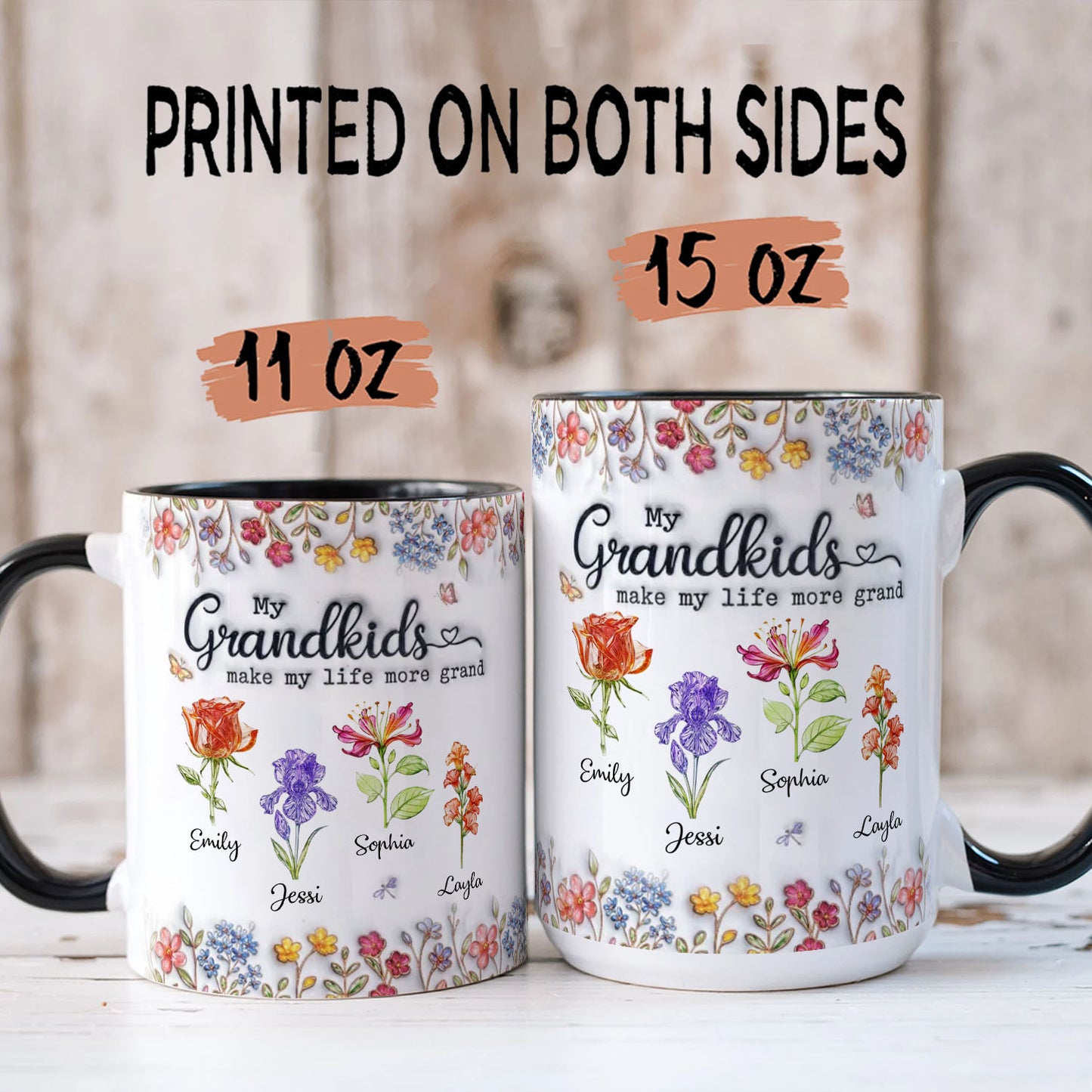 PST133 Grandkid Make My Life More Grand 3D Inflated Effect Printed - Personalized White Mug Accent Mug