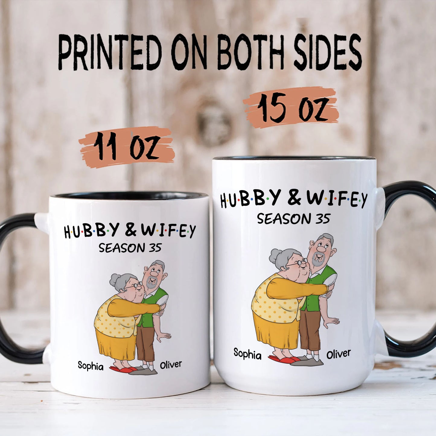 PST129 Hubby and Wifey Old Funny Couple - White Mug Accent Mug