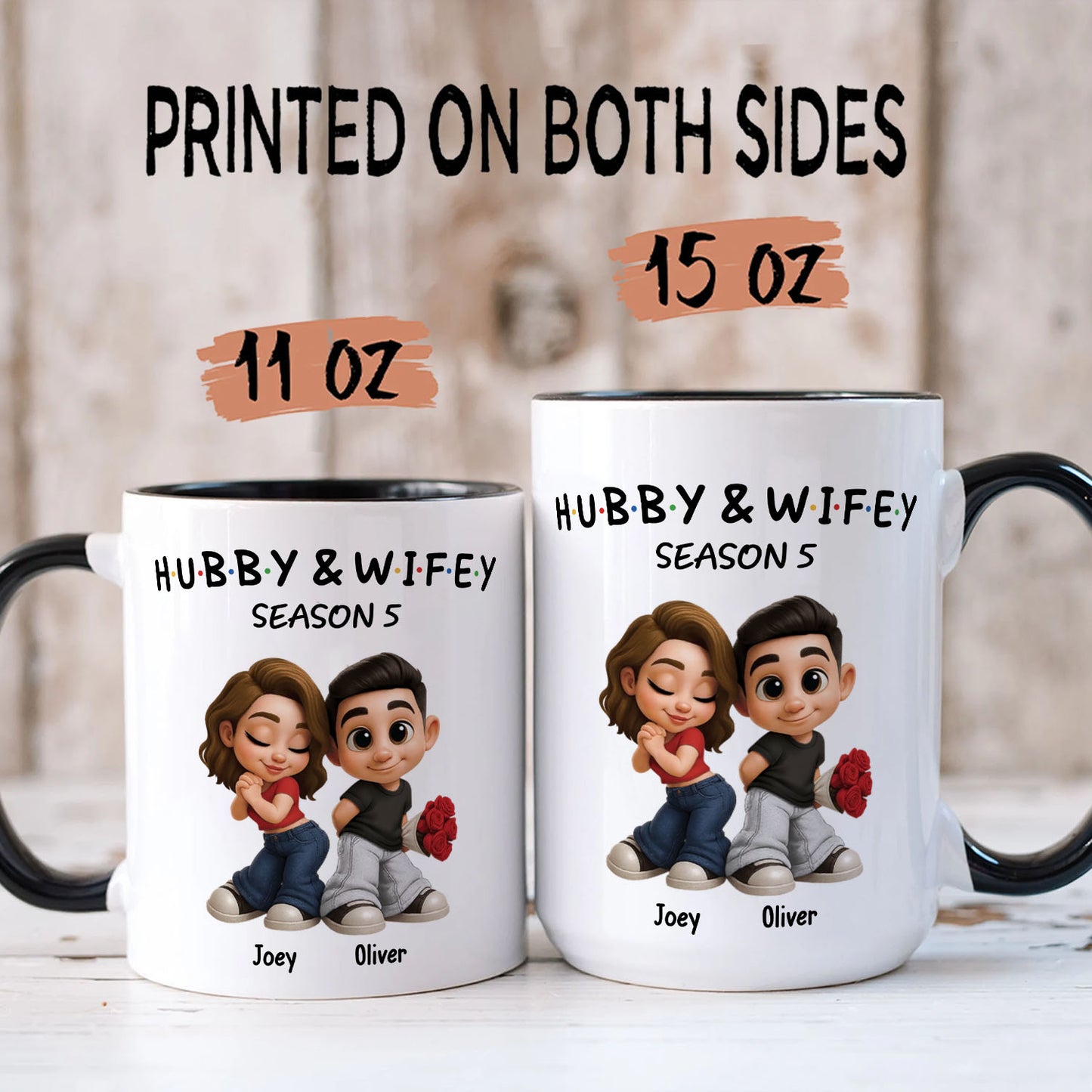 PST128 Hubby and Wifey Rose Couple - White Mug Accent Mug