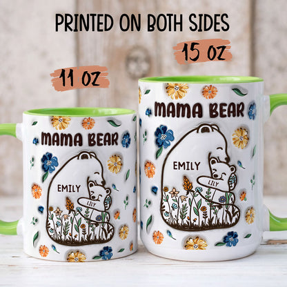 PST198 Mama Bear Grandma Bear - Personalized White Mug Accent Mug