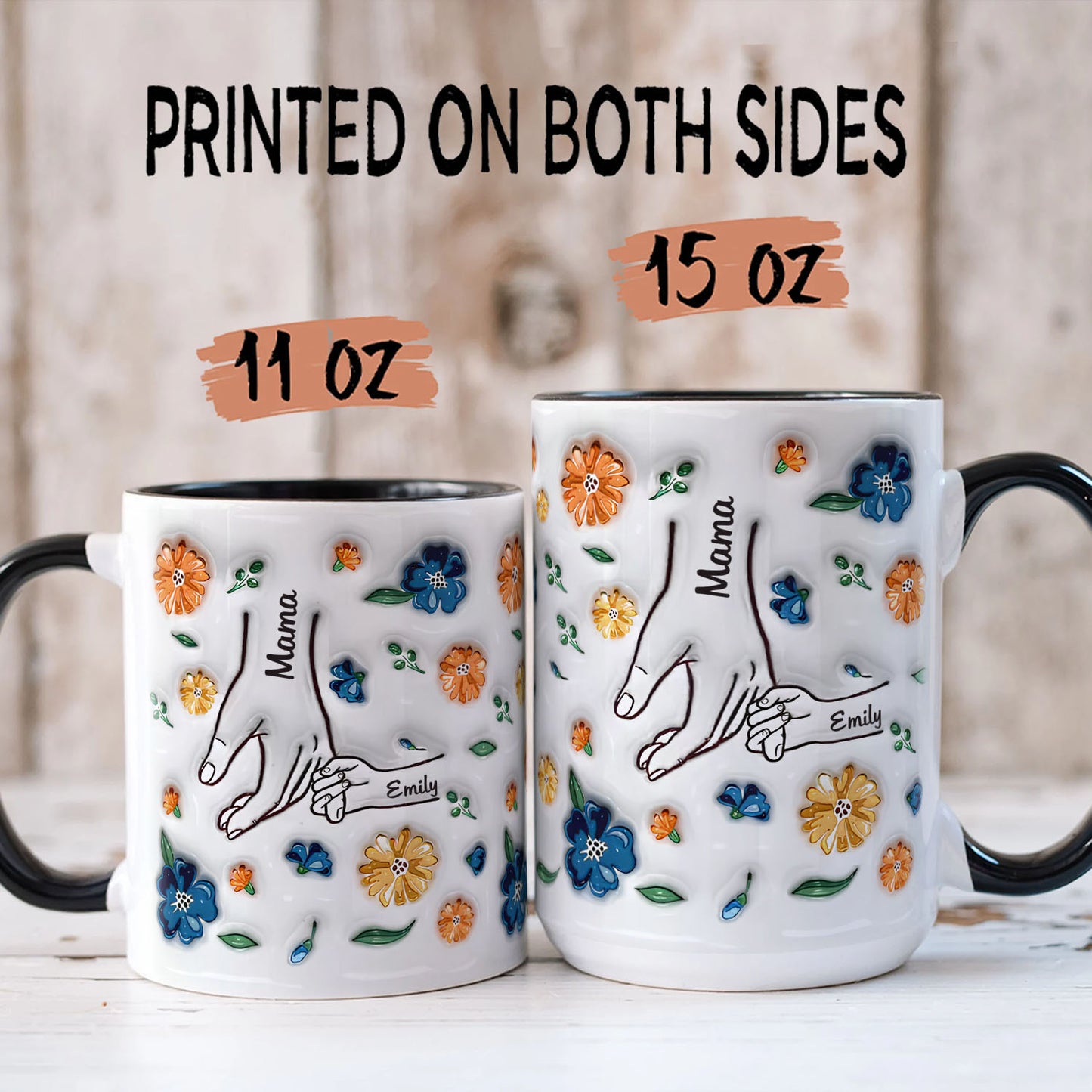 PST136 Hold My Hand 3D Inflated Effect Printed - Personalized White Mug Accent Mug