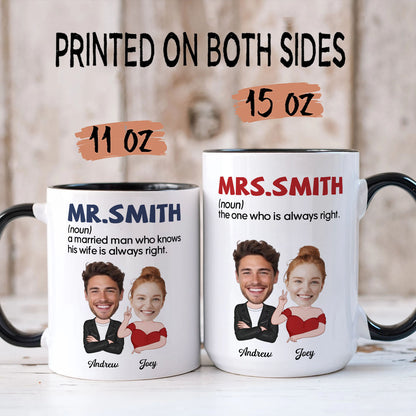 PST115 Mr And Mrs Married - White Mug Accent Mug (Double-sided print: one side for him, one side for her)