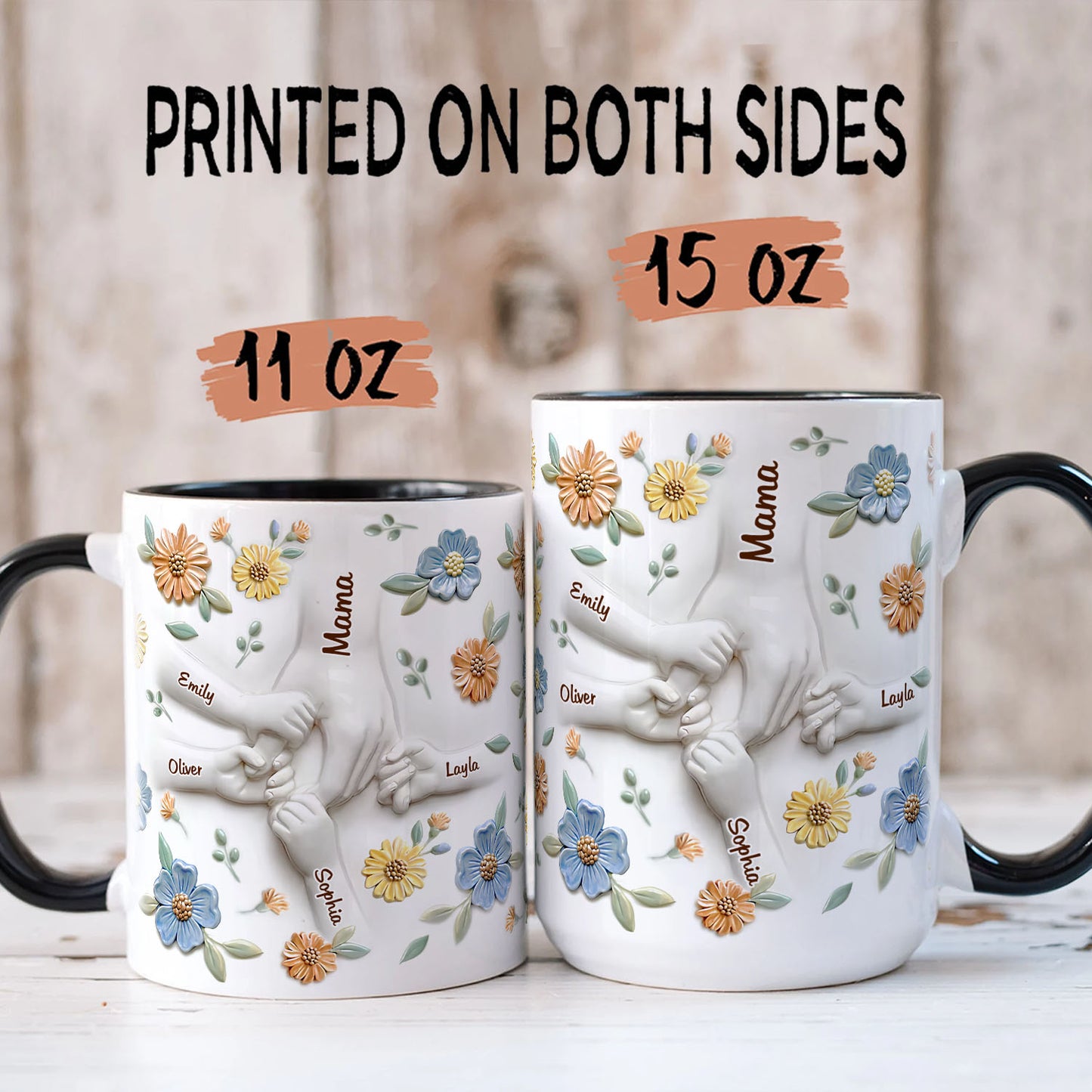PST137 Hold My Hand 3D Inflated Effect Printed - Personalized White Mug Accent Mug
