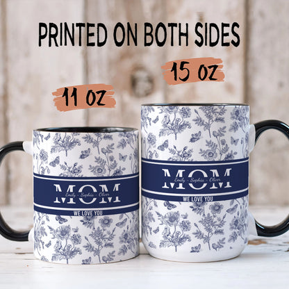 PST145 Mom Nana I Love You Toile De Jouy - Personalized White Mug Accent Mug