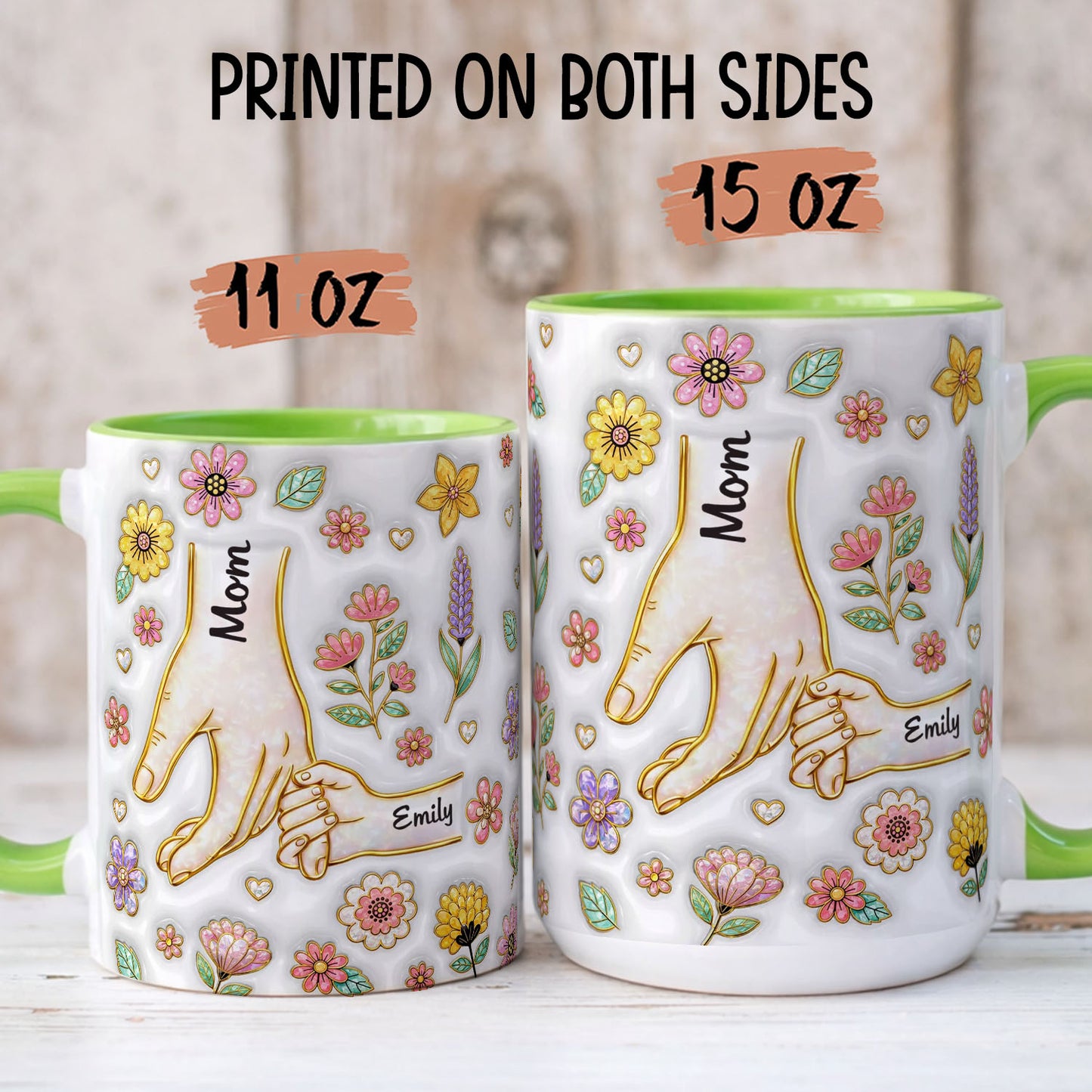 PST157 Hold My Hand 3D Inflated Effect Printed - Personalized White Mug Accent Mug