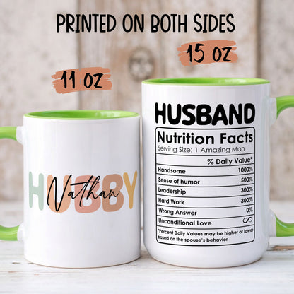 PST217 Husband Nutrition Facts - Personalized White Mug Accent Mug