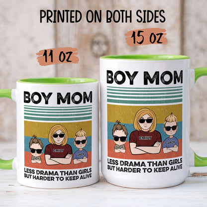PST154 Boy Mom Less Drama Than Girls But Harder To Keep Alive  - Personalized White Mug Accent Mug