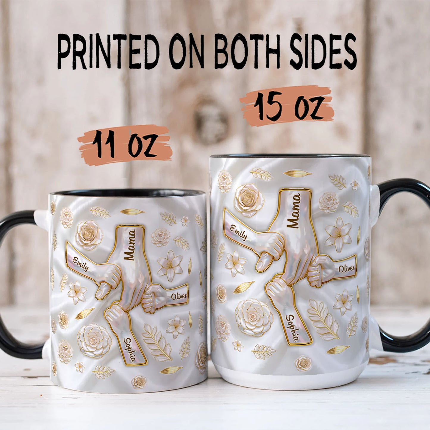 PST201 Hold My Hand 3D Inflated Effect Printed - Personalized White Mug Accent Mug