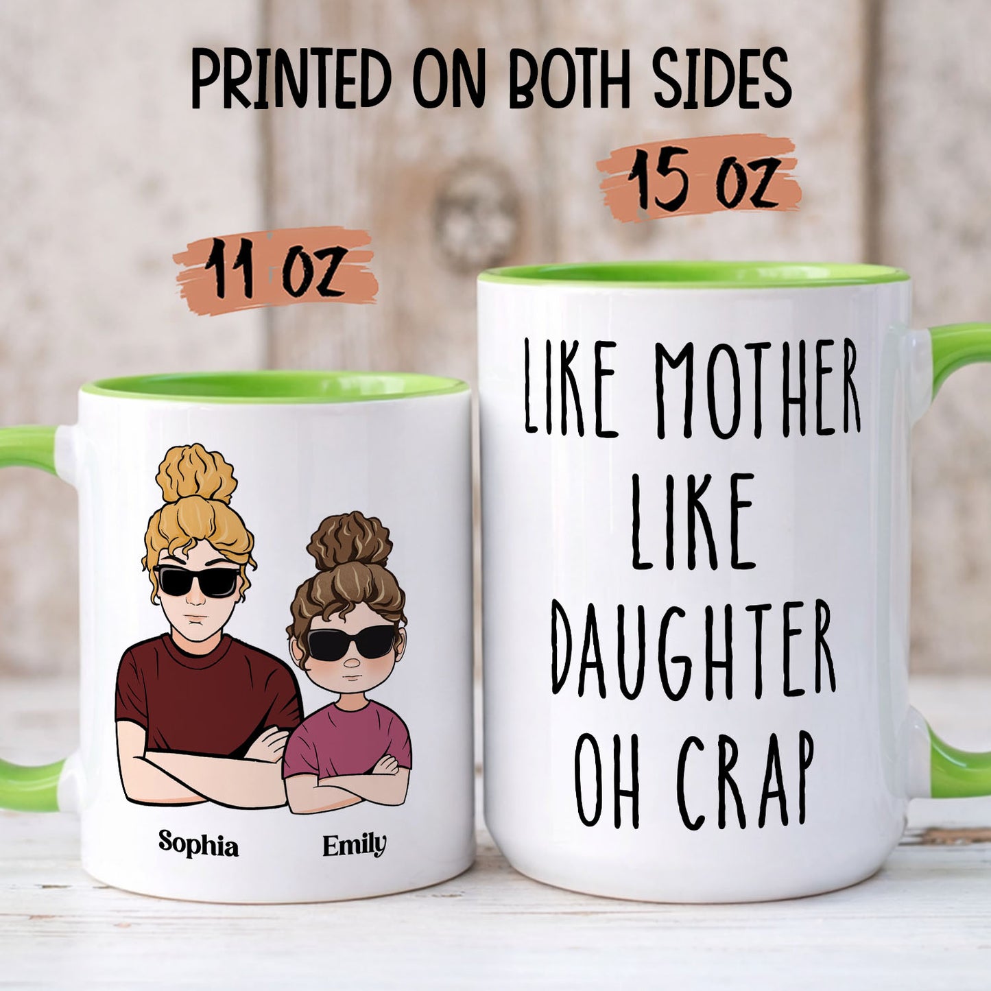PST155 Like Mother Like Daughter Oh Crap  - Personalized White Mug Accent Mug