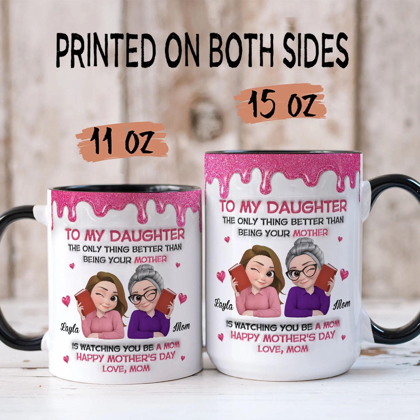 PST166 Happy Mother's Day Mom & Daughter - Personalized White Mug Accent Mug