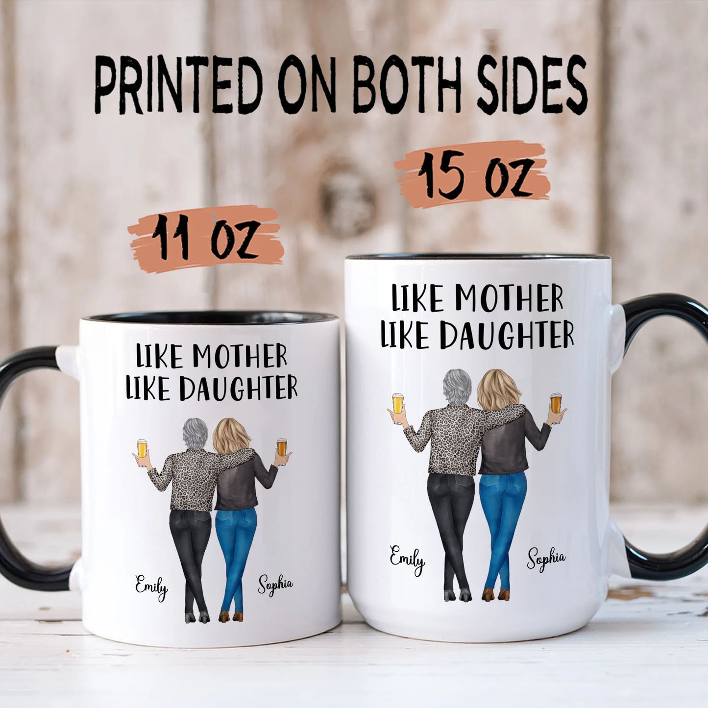 PST146 Like Mother Like Daughter - Personalized White Mug Accent Mug
