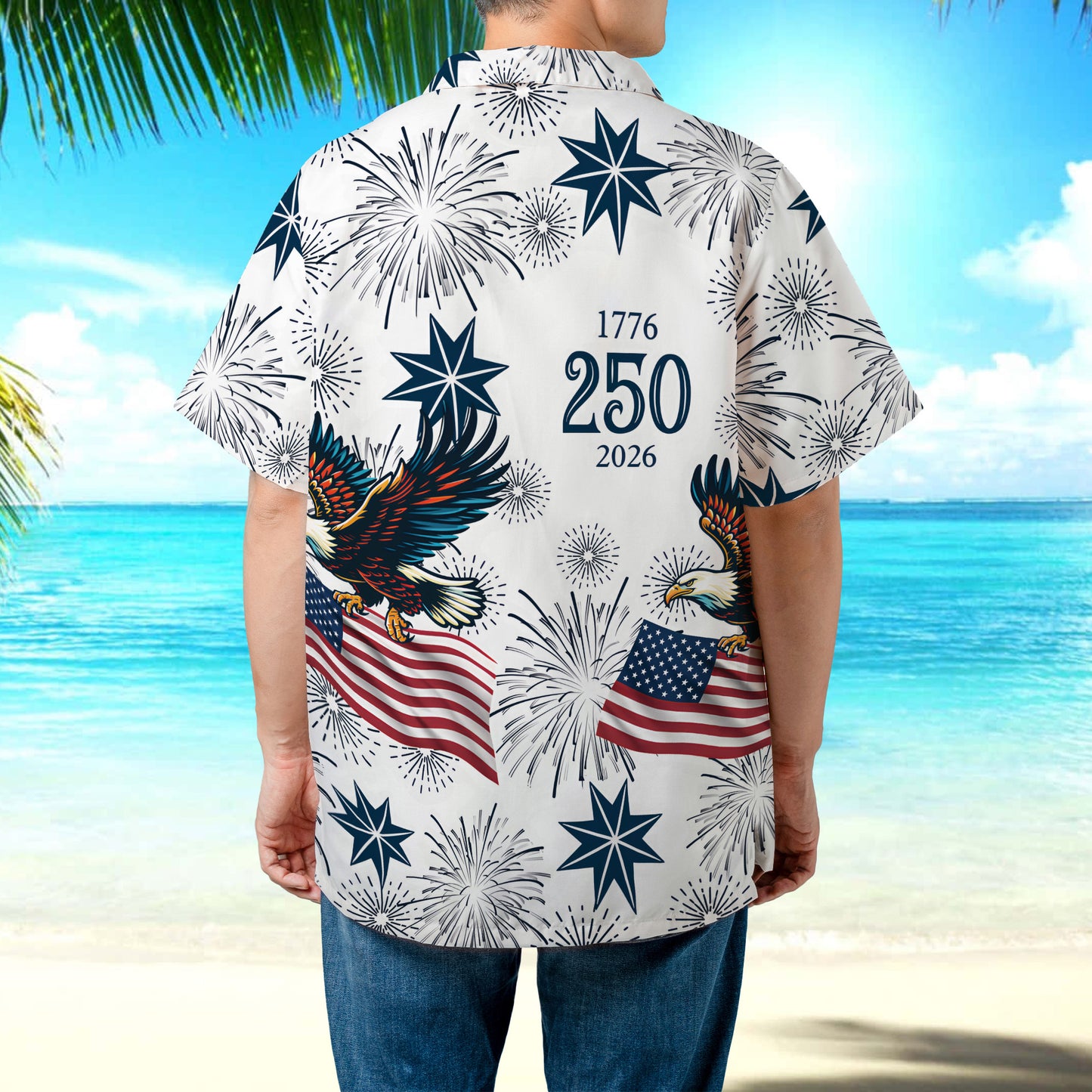 PSH16 Personalized USA 250 Anniversary Eagle - Custom Hawaiian Shirt