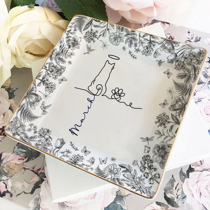 PSD04 Toile De Jouy French Dog Line - Personalized Custom Jewelry Dish