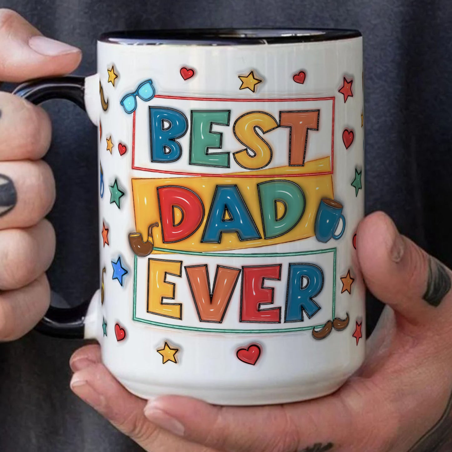 TPST03 Best Dad Ever 3D Inflated Effect - Personalized Mug