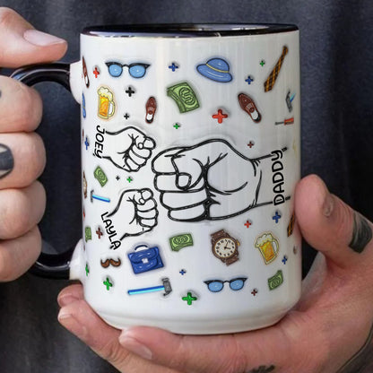 TPST01 Happy Father's Day Fist Bump Dad And Kid 3D Inflated Effect - Personalized Mug
