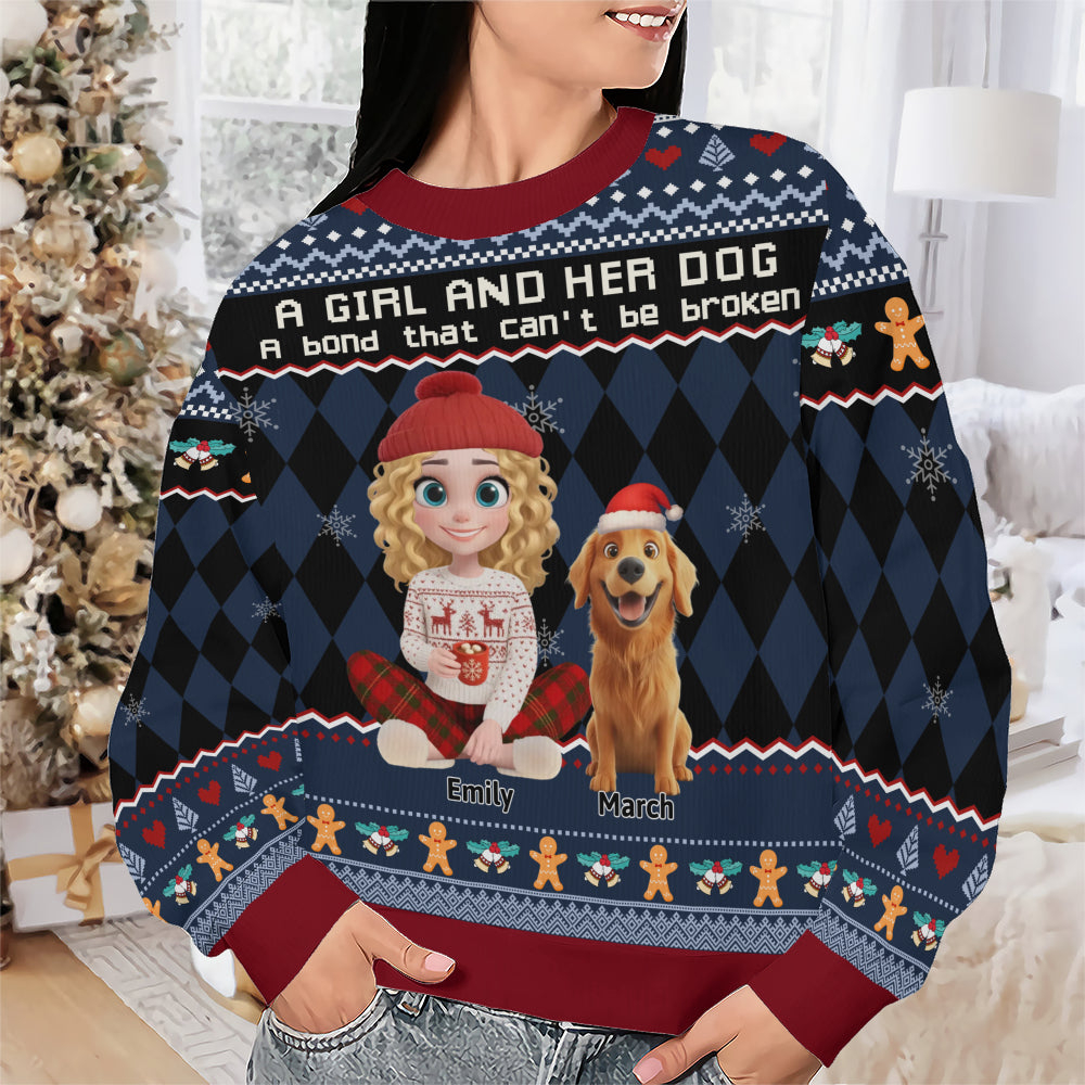 PSTS72 A Girl And Her Dog A Bond That Can't Be Broken - Personalized Custom Sweater