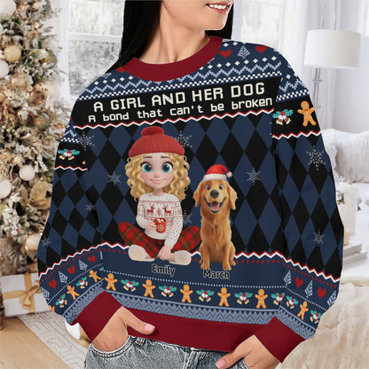 PSTS72 A Girl And Her Dog A Bond That Can't Be Broken - Personalized Custom Sweater