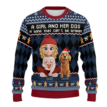 PSTS72 A Girl And Her Dog A Bond That Can't Be Broken - Personalized Custom Sweater